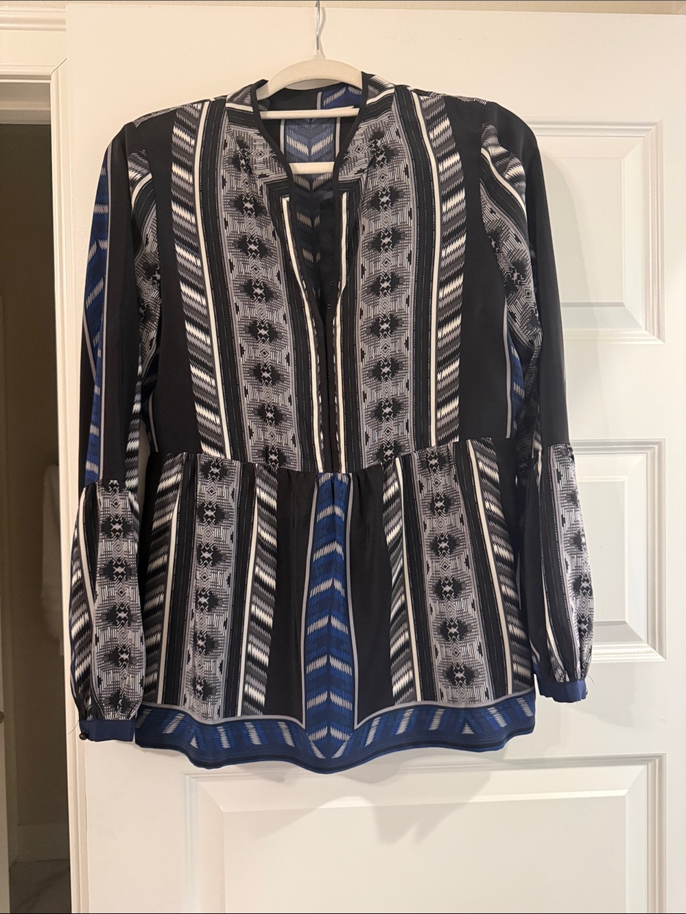 Twelfth Street by Cynthia Vincent Black & Blue Patterned Peplum Tunic